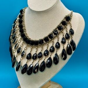 Bridgerton Inspired Black and Gold Teardrop Necklace